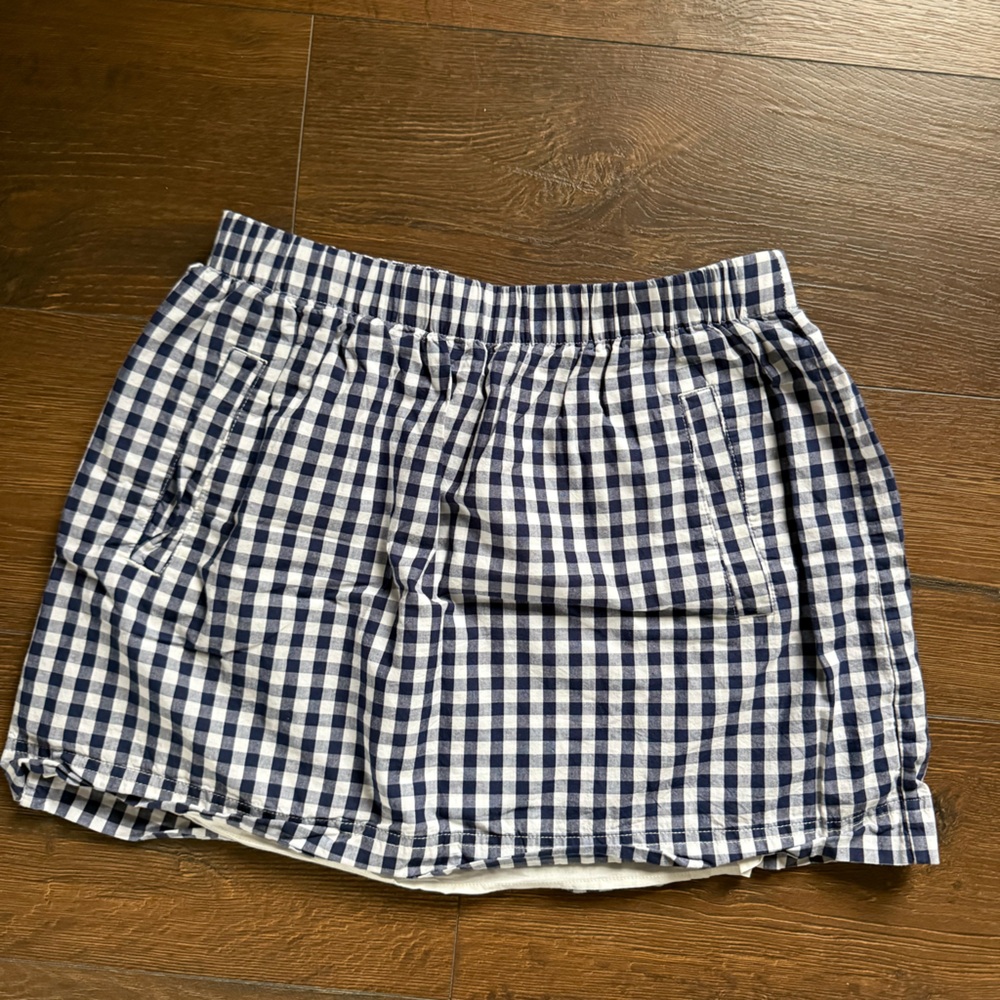 J. Crew Navy and White Checkered Mini Skirt